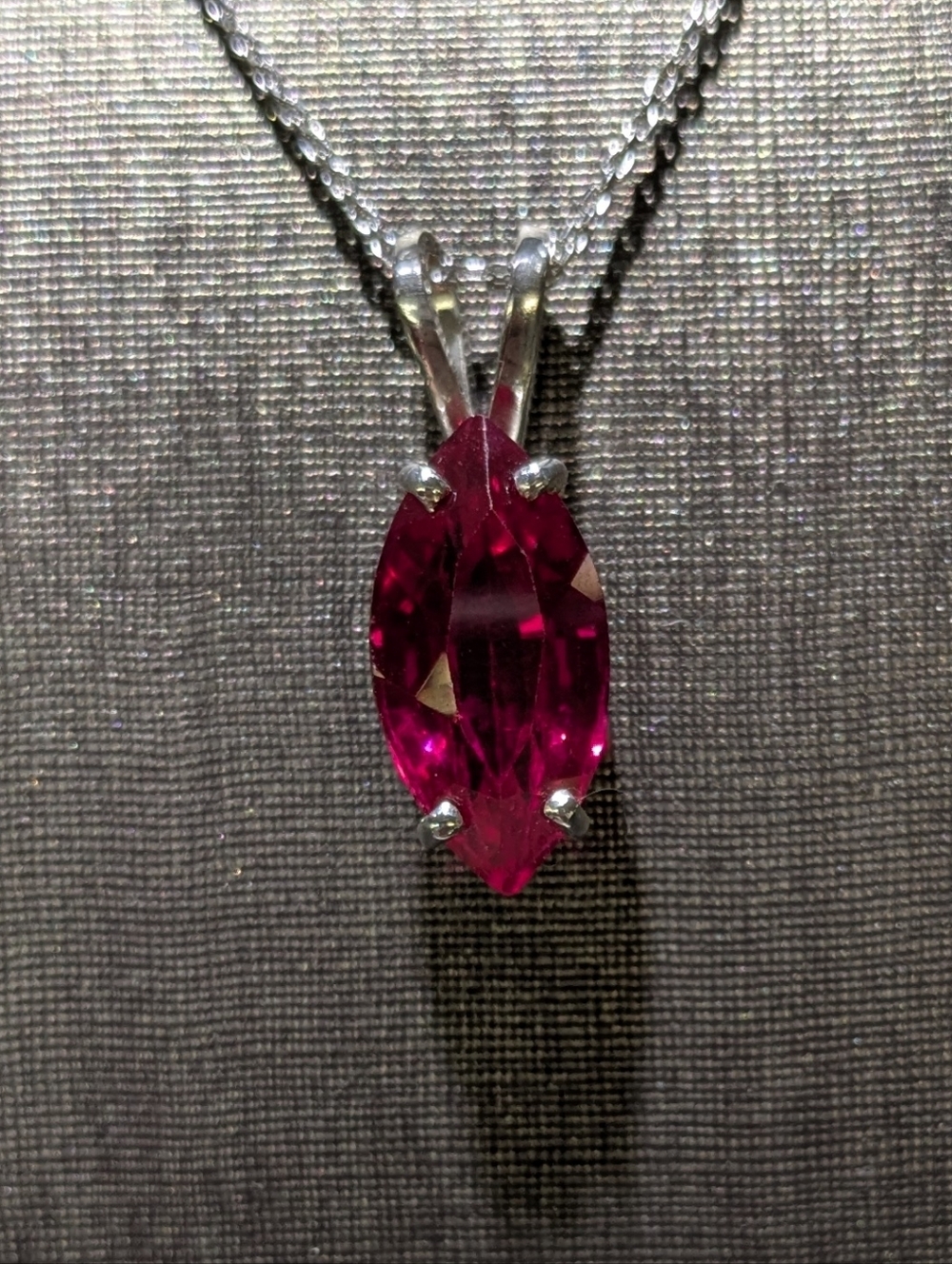Lab Ruby Sterling Silver Necklace